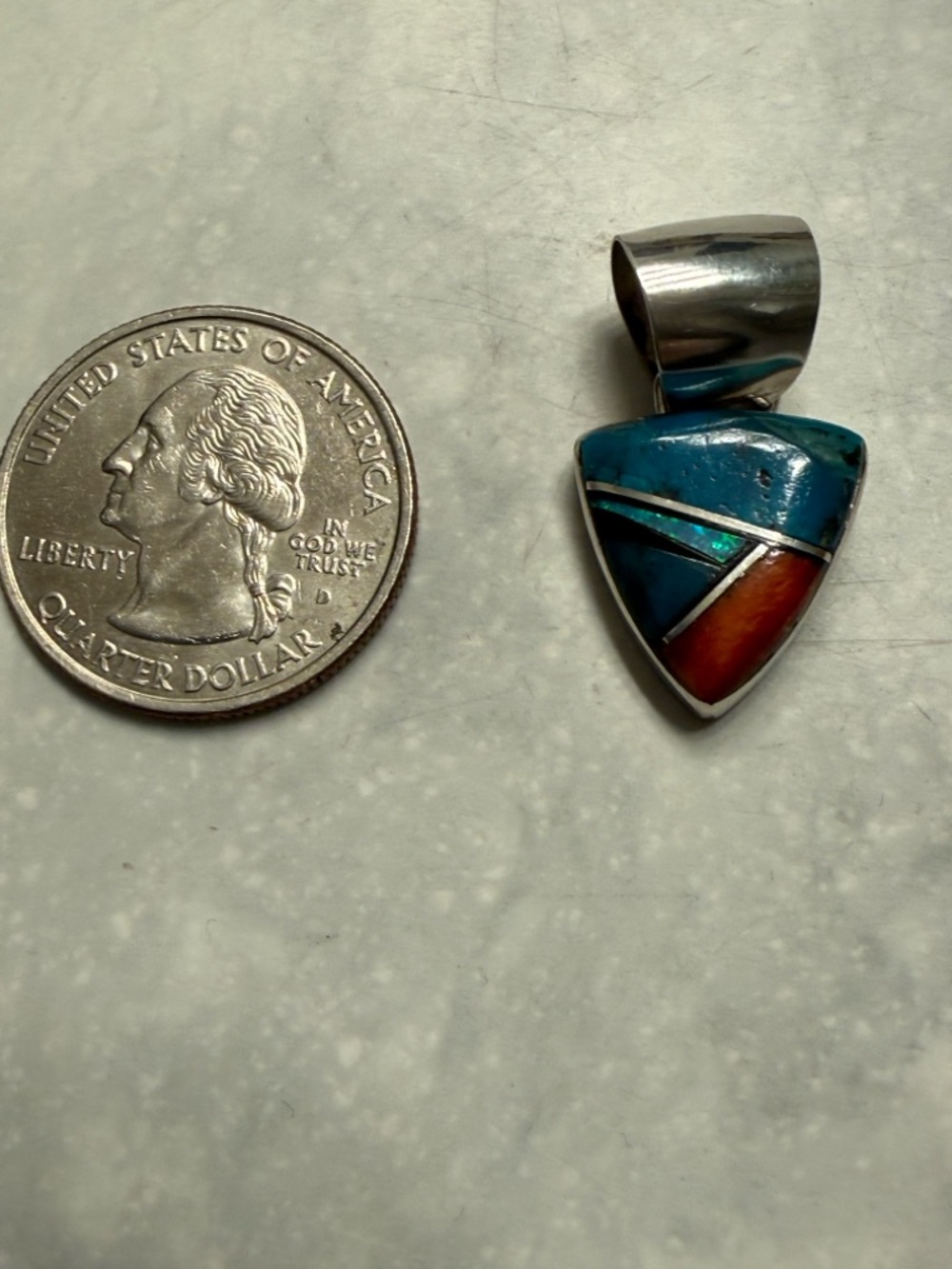 NA Navajo Pendant by Sheila Tso is inlaid stone & sterling silver *Pendant Only* - Picture 5 of 7